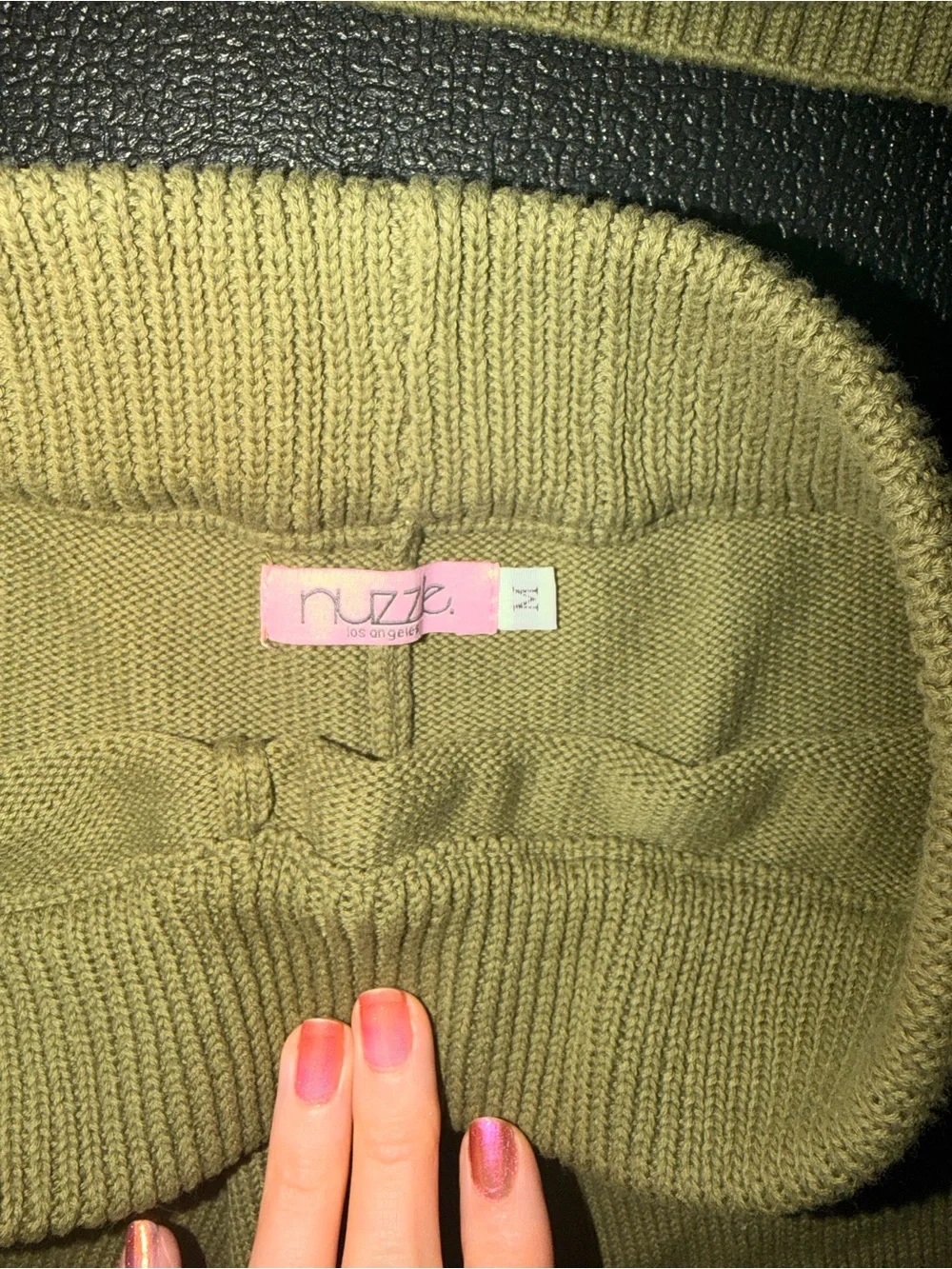 Nuzzle by Coeur Over Under Knit Set Size Medium- Olive Green